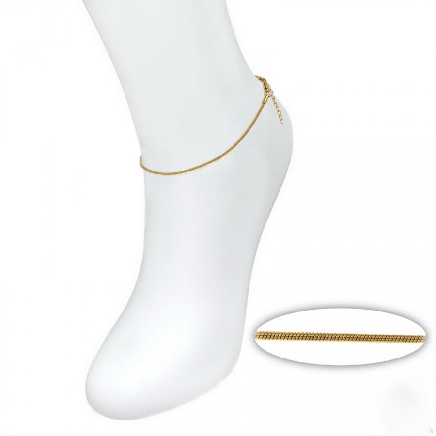 Ατσάλινο βραχιόλι ποδιού φίδι στρογγυλό επίχρυση-ανά τεμάχιο