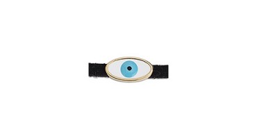 Μάτι οβάλ με λευκό σμάλτο σε επίχρυσο (24Κ) για πλακέ δέρμα 3x2,5mm,DIY τα δικά σου κοσμήματα-ανά τεμάχιο