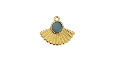 Κρεμαστό μοτίφ με ακτίνες σε επίχρυσο (24Κ) με navy blue σμάλτο, κατάλληλο για την κατασκευή κοσμημάτων-ανά τεμάχιο