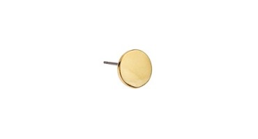 Σκουλαρίκι δίσκος 10mm για χάραξη σε επίχρυσο (24Κ) με καρφί τιτανίου, κατάλληλο για την κατασκευή κοσμημάτων-Τιμή ανά ζευγάρι