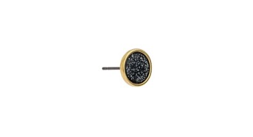 Έτοιμα σκουλαρίκια στρογγυλά μικρά 9,8mm σε επίχρυσο (24Κ) με σμάλτο σε μαύρο γκλίτερ (με κουμπώματα) -τιμή ανά ζευγάρι