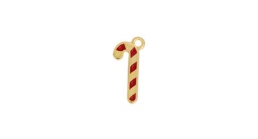 Κρεμαστό μοτίφ candy stick σε επίχρυσο (24Κ) με κόκκινο σμάλτο, κατάλληλο για την κατασκευή κοσμημάτων και για γούρια -τιμή ανά τεμάχιο