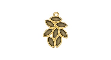 Κρεμαστό μοτίφ με φύλλα σε επίχρυσο (24Κ) με black diamont σμάλτο, κατάλληλο για την κατασκευή κοσμημάτων-ανά τεμάχιο