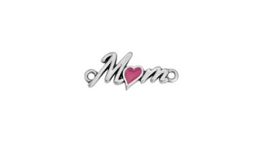 Μοτίφ "Mom" με φούξια καρδιά με 2 κρικάκια σε ασημί αντικέ, κατάλληλο για την κατασκευή κοσμημάτων για τη γιορτή της μητέρας-ανά τεμάχιο