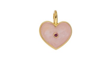 Κρεμαστή καρδιά επίχρυση (24Κ) με σμάλτο σε ροζέ χρώμα, κατάλληλη για την κατασκευή κοσμημάτων-ανά τεμάχιο