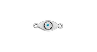 Μοτίφ οβάλ μάτι με 2 κρικάκια σε ασημί αντικέ, κατάλληλο για την κατασκευή κοσμημάτων-ανά τεμάχιο