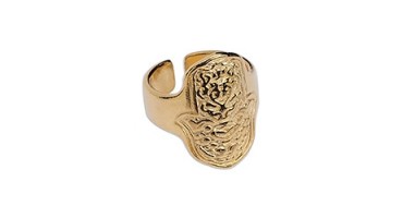 Μεταλλικό δαχτυλίδι χέρι hamsa 15mm σε επίχρυσο τιμή ανα τεμάχιο