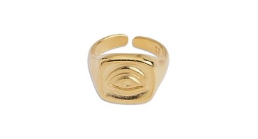 Δαχτυλίδι τετράγωνο 20,5 x 13,8mm με μάτι μέγεθος 17mm σε επίχρυσο-ανα τεμάχιο