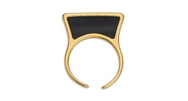 Μεταλλικό δαχτυλίδι flat top βιτρώ επίχρυσο με μαύρο σμάλτο