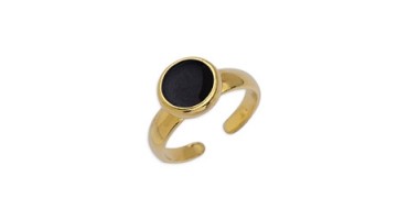 Δαχτυλίδι με καστόνι 8mm επίχρυσο με σμάλτο σε μαύρο χρώμα-ανα τεμάχιο