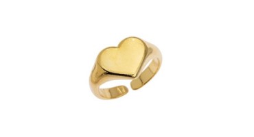 Δαχτυλίδι καρδιά επίχρυσο σε μέγεθος 17mm-Tιμή ανά τεμάχιο. 