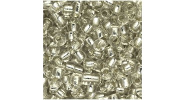Γυάλινη χάντρα ροκάι Νο8 (~2,9mm) σε ασημί crystal χρώμα, κατάλληλη για την κατασκευή κοσμημάτων-τιμή ανά συσκευασία 20γραμμ.