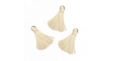 Βαμβακερή μικρή φουντίτσα ±15mm με  κρικάκι σε ΕΚΡΟΥ  χρωμα τιμη ανα τεμάχιο