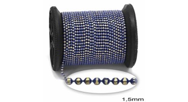 Επίχρυση μεταλλική ΨΙΛΗ αλυσίδα "καζανάκι"1.5mm διαμανταρισμένη σε χρυσαφί-μπλε,για την κατασκευή χειροποίητων κοσμημάτων- ανά μέτρο