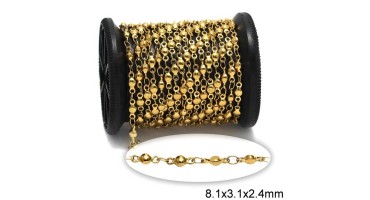 Ατσάλινη αλυσίδα με μπίλια 8.1x3.1x2.4mm σε χρυσαφί-ανα μισό μέτρο(50cm)