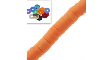 Χάντρες ροδέλες καουτσούκ 6mm σε πορτοκαλί χρώμα-τιμή ανα σειρά (40cm)