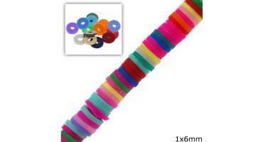 Χάντρες ροδέλες καουτσούκ 6mm σε multi φούξια χρώμα-ανα σειρά(40cm)