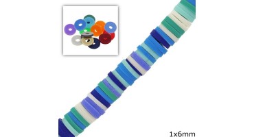 Χάντρες ροδέλες καουτσούκ 6mm σε multi γαλάζιο χρώμα-ανα σειρά (40cm)