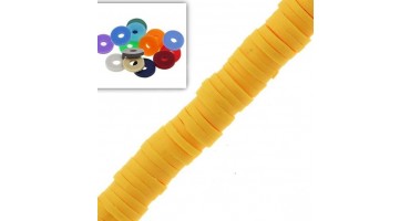 Χάντρες ροδέλες καουτσούκ 6mm σε κίτρινο κροκί χρώμα-Τιμή ανα σειρα (40cm)