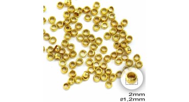 Στοπάκια για κορδόνια μικρά 2mm με τρύπα Φ1,2mm σε επίχρυσο, κατάλληλο για την κατασκευή κοσμημάτων-τιμή ανά συσκευασία 10τμχ