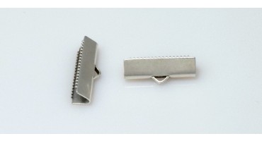 Oρειχάλκινο σφιχτηράκι  ΠΛΑΚΕ 20 x 7.1 mm καταλληλο για κορδόνι φάρδους 20mm ασημί αντικέ     τιμή ανα τεμάχιο
