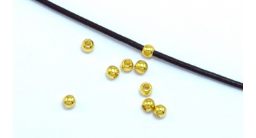 Χάντρα ΜΙΚΡΗ στρογγυλή ορειχάλκινη  3mm που χωράει κορδόνι στρογγυλό μέχρι 1.5mm (Ø1.5) επίχρυσο τιμη ανα τεμάχιο