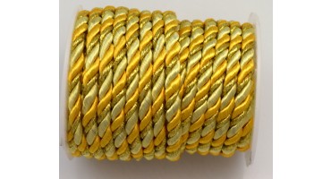 Στριφτό γυαλιστερό κορδόνι 5mm σε χρυσό-μπεζ χρώμα με μεταλλική χρυσή λωρίδα τιμή ανα μέτρο