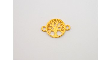 Μεταλλικό στρογγυλο μοτίφ 21x15mm δέντρο ζωής σε χρυσαφί- ανά τμχ