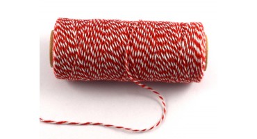 Bαμβακερό δίχρωμο κορδόνι λεπτό 1mm σε λευκό-κοκκινο τιμή ανα μέτρο