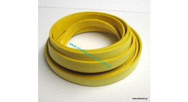 Πλακέ φυσικό δέρμα 10x2mm σε παστέλ κίτρινο χρώμα, κατάλληλο για να διακοσμήσεις ότι θέλεις-τιμή ανά μισό μέτρο(50cm)
