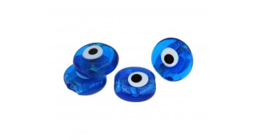 Μεγάλη γυάλινη χάντρα μάτι  σε μπλε χρώμα κατάλληλη για την κατασκευή κοσμημάτων αλλά και των γουριών σου-ανά τεμάχιο