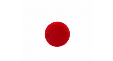 Χάντρα πλαστική βελούδινη στρογγυλή 14mm και Φ2,5mm σε κόκκινο χρώμα, κατάλληλη για την κατασκευή κοσμημάτων-ανά τεμάχιο