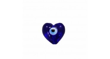 Χάντρα τύπου Murano 20mm σε σχήμα καρδιάς σε χρώμα μπλε με γαλάζιο ματάκι-Τιμή ανά τεμάχιο.