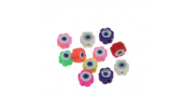 Χάντρα fimo λουλούδι 8mm με ματάκι σε διάφορα χρώματα, κατάλληλο για την κατασκευή κοσμημάτων-ανά τεμάχιο