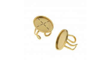 Ατσάλινη βάση δαχτυλιδιού με οβάλ καστόνι σε επίχρυσο κατάλληλο για υγρό γυαλί-ανά τεμάχιο