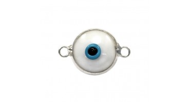 Μάτι murano με 2 κρικάκια από ασήμι 925 σε λευκό χρώμα-ανα τεμάχιο