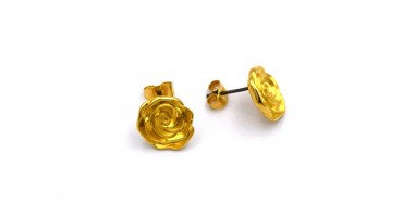 Σκουλαρίκια τριαντάφυλλο σε επίχρυσο-αν ζευγάρι(τα κουμπώματα περιλαμβάνονται)