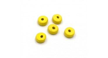 Κεραμική χάνδρα ροδέλα 5,3X2,5mm με τρύπα 1,2mm σε κίτρινο λεμονί χρώμα  . Τιμή ανά συσκευασία 10τεμ
