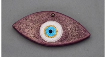 Μεγάλο κεραμικό μοτίφ μάτι 8.7X4.5CM σε χρώμα σάπιο μήλο με τρύπα στην πάνω μεριά. Ανα τεμάχιο