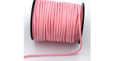 Κορδόνι σουέτ 2,6mm (πιο στενό) για την κατασκευή των κοσμημάτων και των μαρτυρικών σου, σε ροζ χρώμα-ανά μέτρο