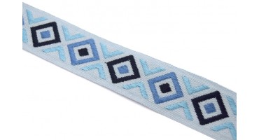 Κορδέλα υφαντή boho 2,5cm σε αποχρώσεις του μπλέ -ανά μέτρο