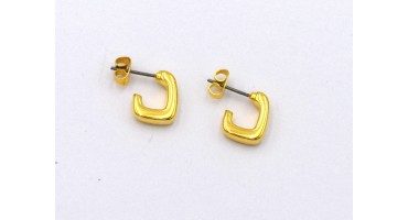 Έτοιμα σκουλαρίκια γάντζος λεπτός 3,6x12,2mm σε παραλ/μο σχήμα σε χρυσό (24Κ) -τιμή ανά ζευγάρι