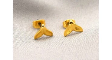 Έτοιμα σκουλαρίκια ουρά φάλαινας σε χρυσό (24Κ) 9,7x7,7mm-τιμή ανά ζευγάρι