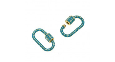 Κούμπωμα Οβάλ Βιδωτό με Σμάλτο 12x25mm σε τυρκουάζ-ανά τεμάχιο