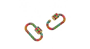 Κούμπωμα Οβάλ Βιδωτό με Σμάλτο 12x25mm σε πολύχρωμο-τιμή ανά τεμάχιο