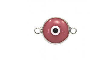 Μάτι murano με 2 κρικάκια από ασήμι 925 σε ροζ χρώμα-ανα τεμάχιο