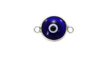 Μάτι murano με 2 κρικάκια από ασήμι 925 σε μπλε σκούρο χρώμα-ανα τεμάχιο