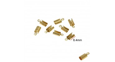 Ατσάλινο τελείωμα-σφιχτηράκι 6,4mm και τρύπα Φ3mm σε χρυσό, κατάλληλο για την κατασκευή κοσμημάτων-τιμή ανά τεμάχιο