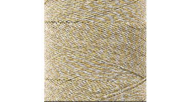 Κερωμένο κορδόνι Linhasita 0.50mm με ελαφρύ κέρωμα σε ασημί-χρυσό μεταλλικό, ιδανικό για να φτιάξεις χειροποίητα κοσμήματα μακραμέ-ανά μέτρο