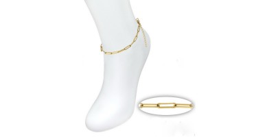 Ατσάλινο βραχιόλι ποδιού με οβάλ κρίκους πλακέ επίχρυση- ανά τεμάχιο
